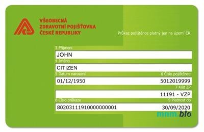 Republika Czeska karta ubezpieczenia zdrowotnego edytowalny szablon